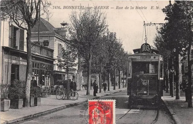 Cpa 94 Bonneuil Sur Marne Rue De La Mairie (Tramway