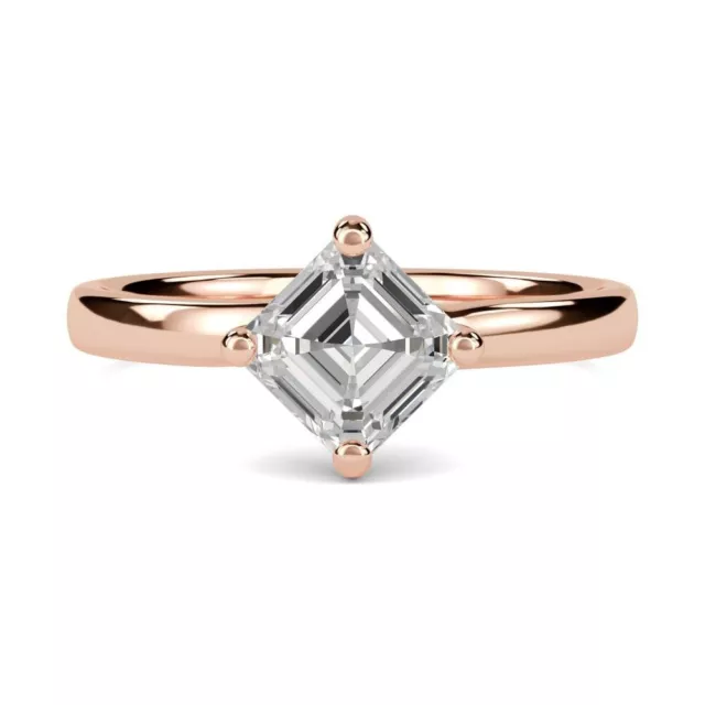 14K Plaqué or Rose Asscher Coupe Moissanite Bague de Fiançailles