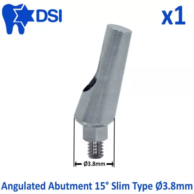 1x Dental Fixture Angular 15° Angled Angulated Slim 9mm Adapter Head + Screw