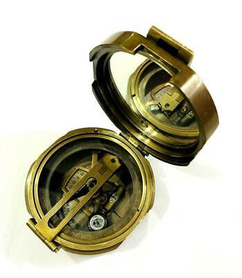 Solid Brass Heavy Brunton Nautical Antique Marine Compass in Classic Wooden Box 3