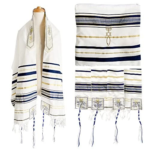 New Covenant Messianic Prayer Shawl Tallit 72 X 22 with Bag Card and Brochure
