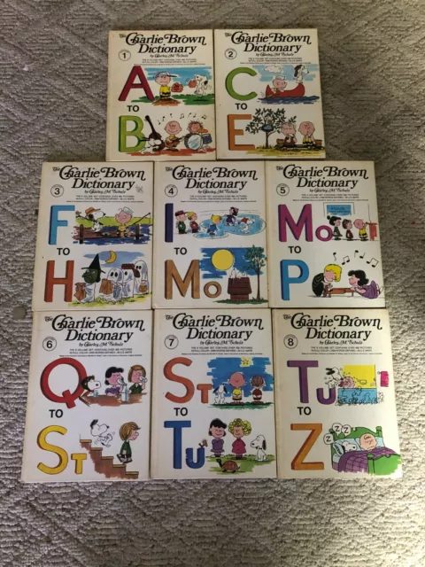 1973 Vintage First Printing Charlie Brown Dictionary Complete 8 Volume Set AS IS