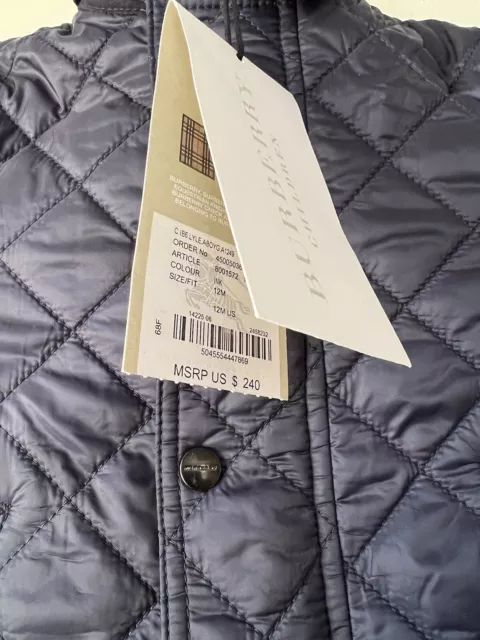 Burberry Quilted Jacket baby Boy 12 months NWT 2