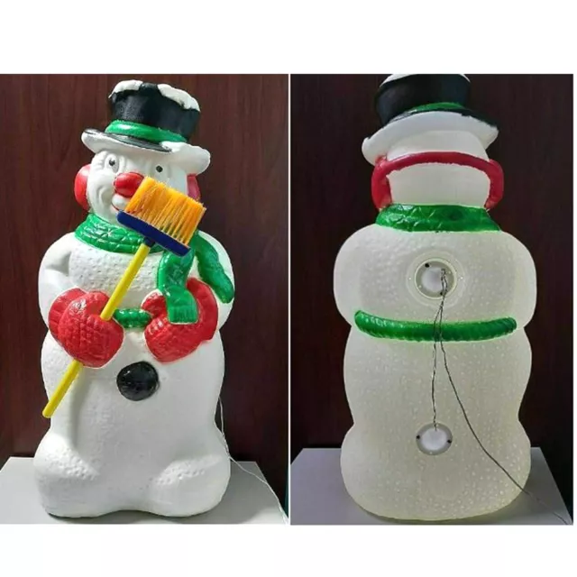 80cm Blasgeformter Schneemann mit Besen mit LED Lichtquelle Weihnachtsdraht 5m Haupt