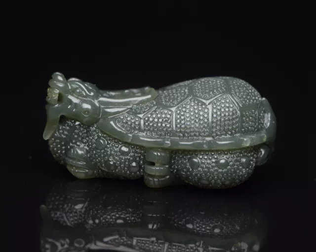 Certifie Natural Hetian Jade Handcarved Exquisite Turtle Statue 14767