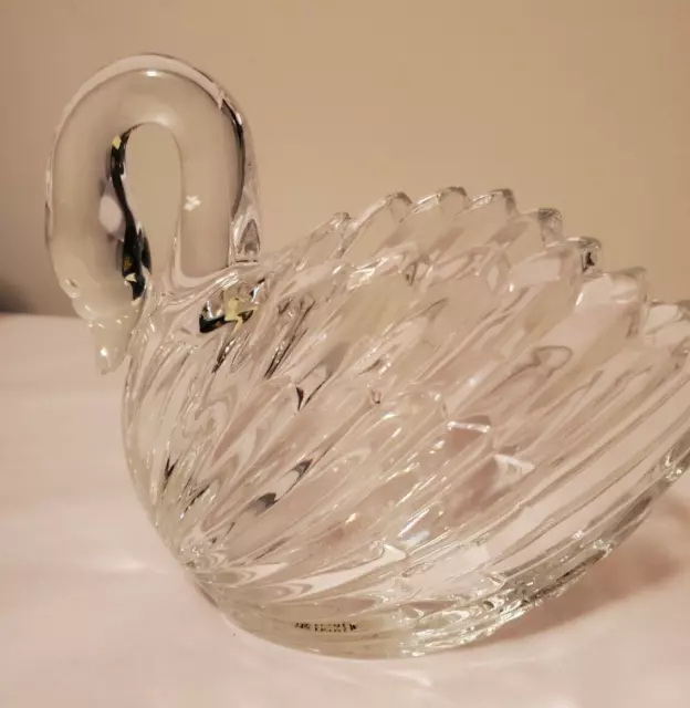 Vintage Gloria Vanderbuilt Swan Bowl, 24% Lead Crystal, Signed, West Germany