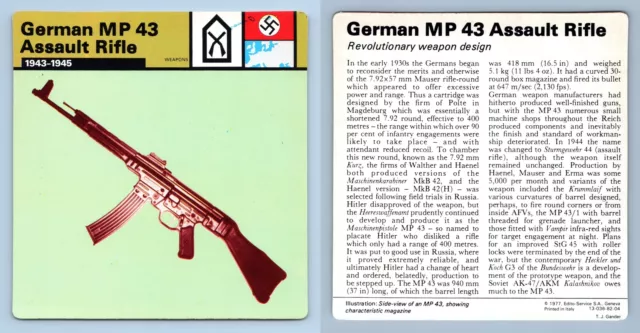 German MP 43 Assault Rifle - 1943-45 - Weapons - WW2 Edito-Service SA 1977 Card