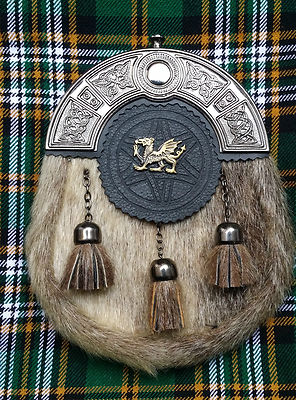 Cardo Abito Completo Kilt Sporran Formale Sigillo Pelle Cardo Cromo Finire con Paletta 