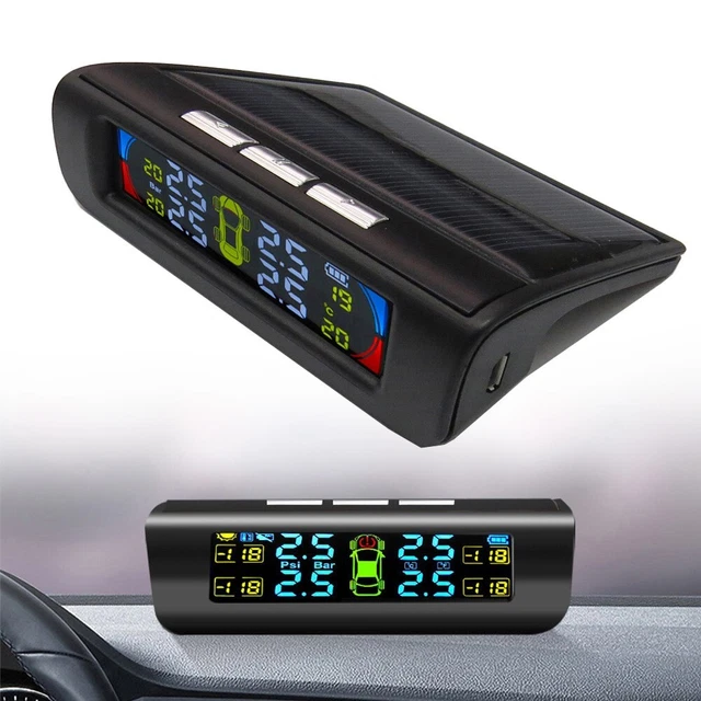 Sistema di monitoraggio pressione pneumatici sensore wireless solare TPMS +4 pezzi accessori