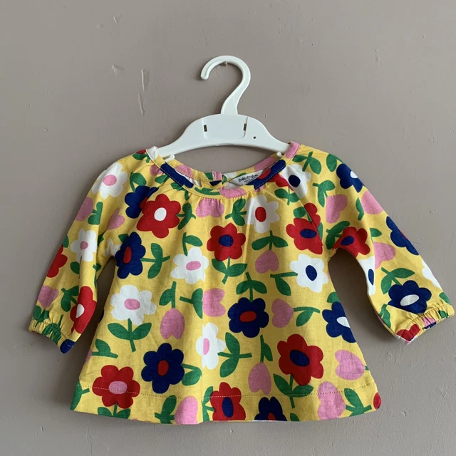 T-shirt estiva floreale bambina Baby Boden taglia 0-3 mesi nuova con etichette