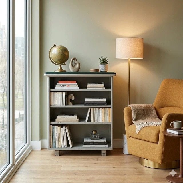 Libreria per bambini in legno massello, girevole a 360°, dal design incantevole e rotondo, versatile, scaffale angolare per riviste e libreria, per soggiorno