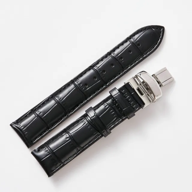 20mm Black Leather Watch Band Strap With Clasp For OMEGA SPEEDMASTER MOONWATCH