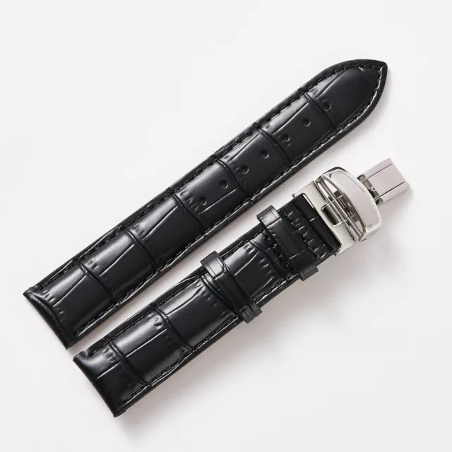 20mm Black Leather Watch Strap Band With Buckle Made For Seiko PRESAGE SARW011