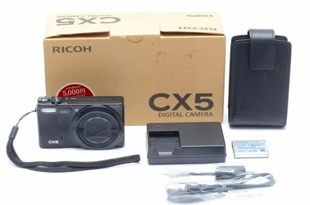 "Mint" "in Box" Ricoh CX5 10MP Compact Digital Camera Black Body From Japan 056B