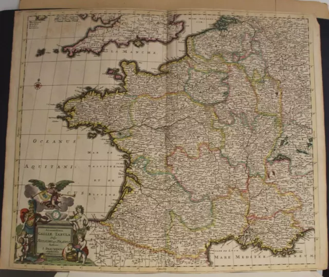 France French Kingdom 1680 Justus Danckerts Unusual Antique Copper Engraved Map