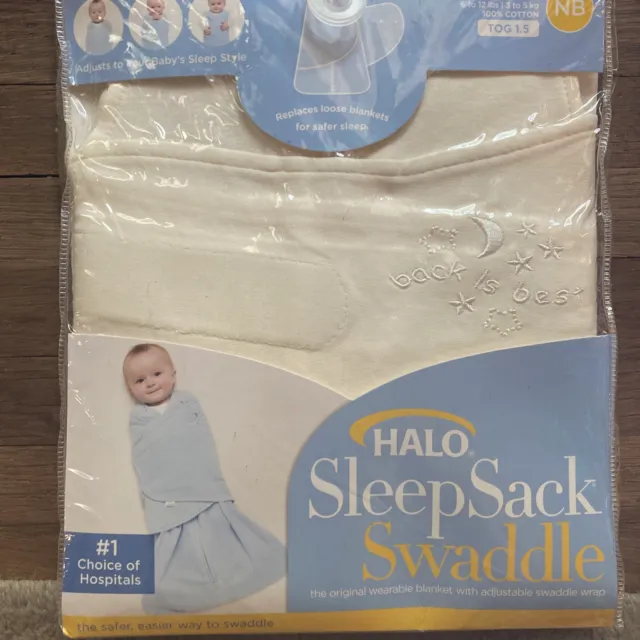 Halo Sleep Sack Swaddle Cream Print 100% Cotton Newborn 0-3 months- New in Bag
