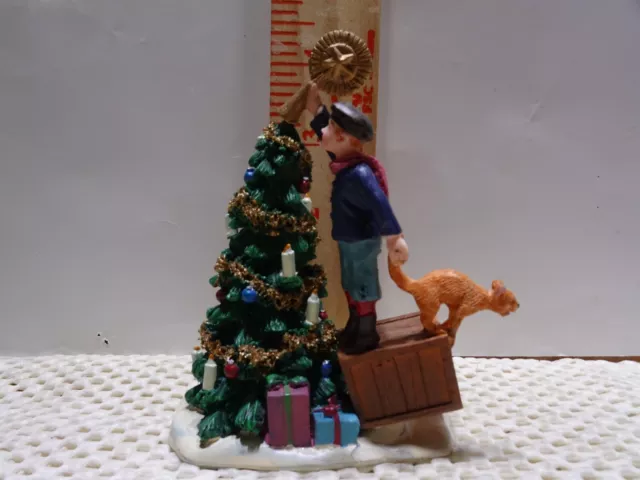 LEMAX "The Finishing Touch" Christmas Tree Boy Cat Figurine 72444 2007