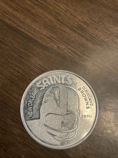 1971 New Orleans Saints Cleveland Browns Football Program Coin Token Medal Nfl