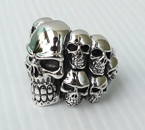 Phantom Skull 925 Sterling Silver Ring Men's New Biker Rocker Gothic Jewelry 3