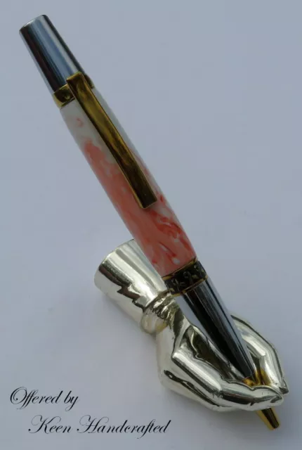 gn - Keen Handcrafted Handmade Ti Gold & Chrome Awareness Ribbon Pen