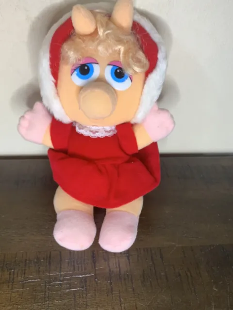 Vintage 1987 Henson Simon Muppet Babies Miss Piggy Plush Toy Holiday 10” Doll