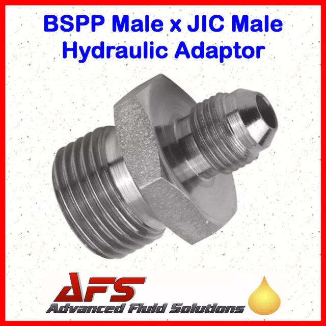 Hydraulic Steel BSPP Male 60º Coned X JIC Male Adaptor Unequal Fitting Union BSP