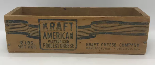 Antique Wooden Kraft American Process Cheese Box 2 Lbs. Chicago 🧀