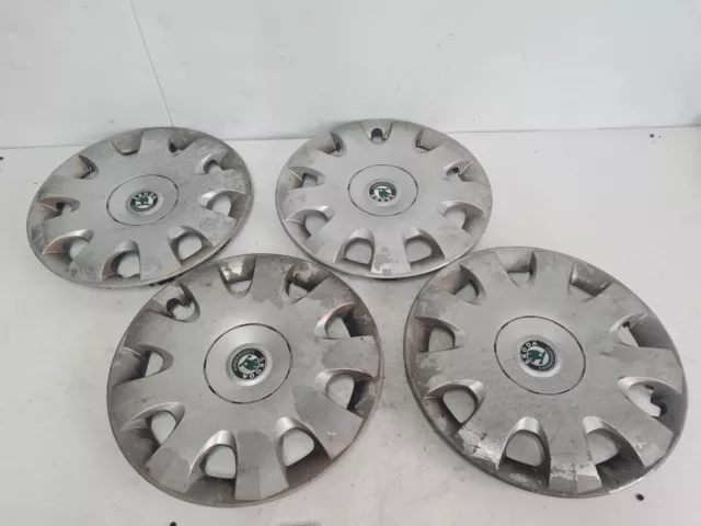 Skoda Octavia Mk2 1Z 2012 15" Wheel Hub Caps Covers X4 1Z0601147A