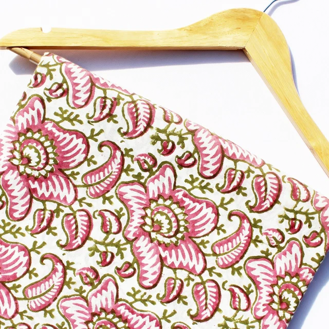 Indio 4.6m Mano Bloque Estampado Floral 100% Algodón Confección Costura Tela