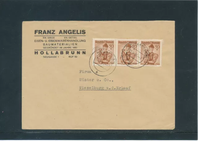Trachten Geschäftsbrief 1955 aus Holabrunn mit 3x 50 Groschen   24/4/15