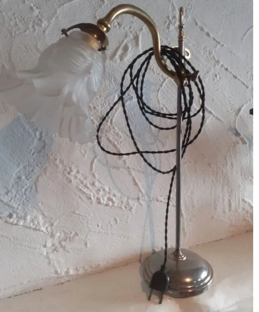 Lampe De Bureau Vintage IKEA 1970 - Noire, Hauteur Réglable, Verre Transparent, Halogène