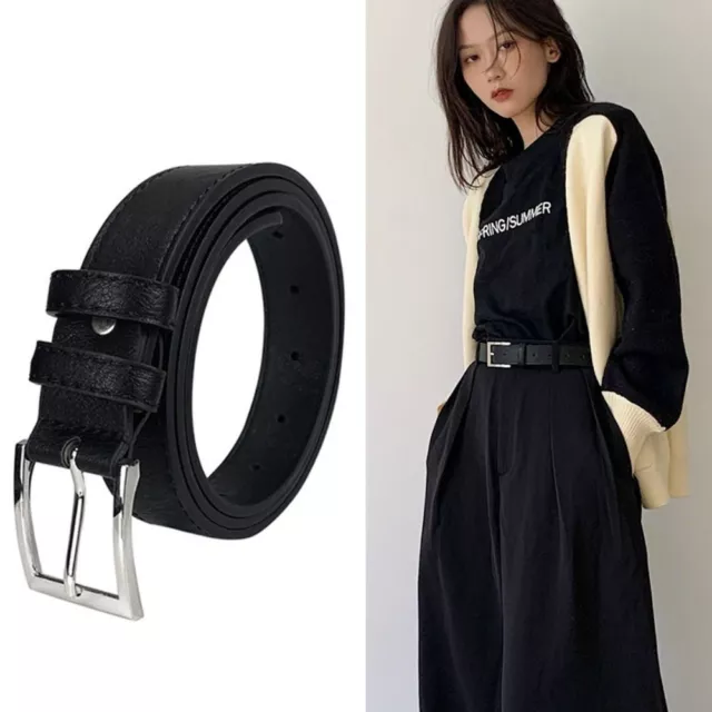 Luxury Design Harajuku Leather Belt Versatile Thin Waist Strap