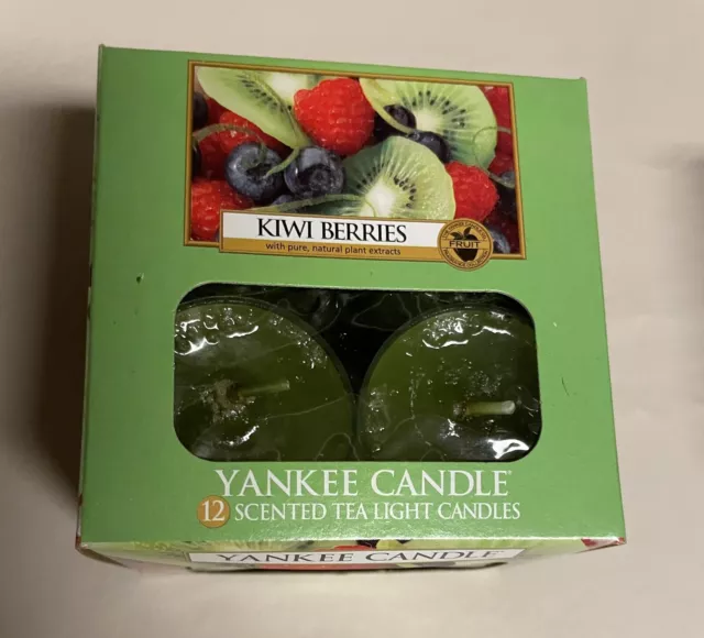 Rare Retired Kiwi Berries Box of 12 Yankee Candle Tea Lights