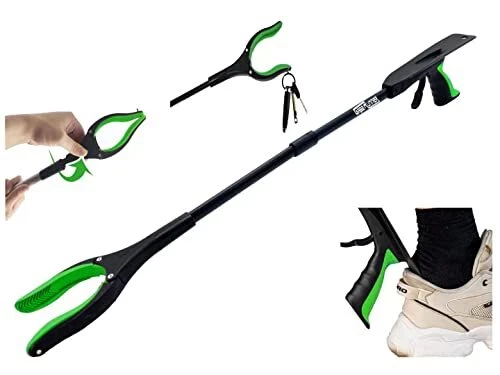 Agarrador plegable de 32 pulgadas registrado por la FDA (3010288069) con bocina de zapato verde