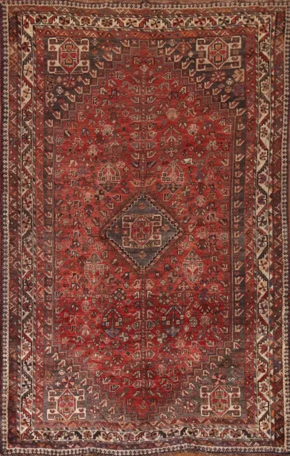 Semi-Antique Tribal Red Kashkoli/ Abadeh Area Rug 6'x8' Wool Handmade Carpet
