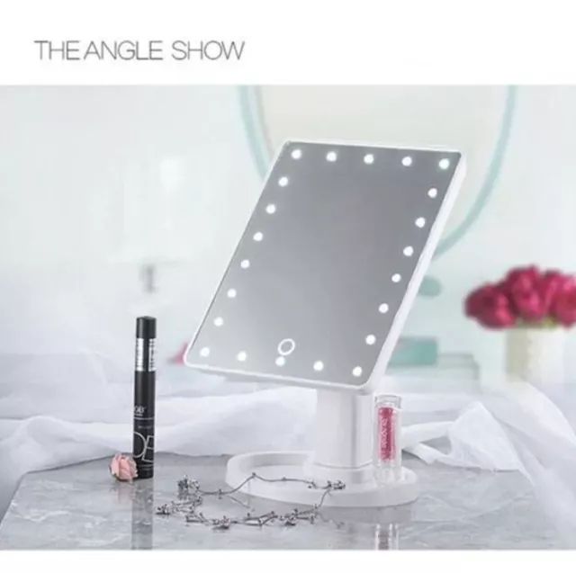 Qivange Make-up Spiegel LED Vergrößerung Touchscreen Kosmetik Tischplatte weiß 2