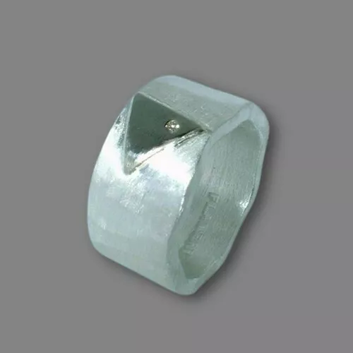 7 mm breiter Bandring mit weißen Diamant 0,015 ct   Silber 925 und Weißgold 585