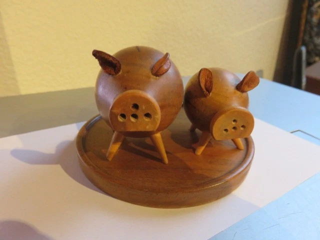Salière Et Poivrière Vintage Bois D'olivier Et Loupe - Années 70-80