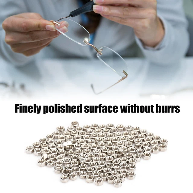 300 Pairs Rimless Glasses Screw Hex Nuts 1.4 Nut Cap Eyeglasses Repairing Pa 2BD