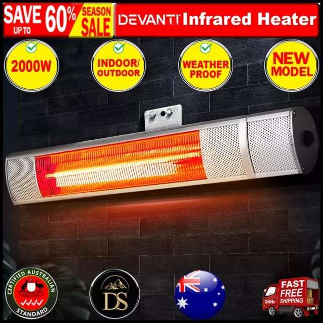 Devanti Electric Infrared Strip Heater Radiant Heaters Reamote control 2000W