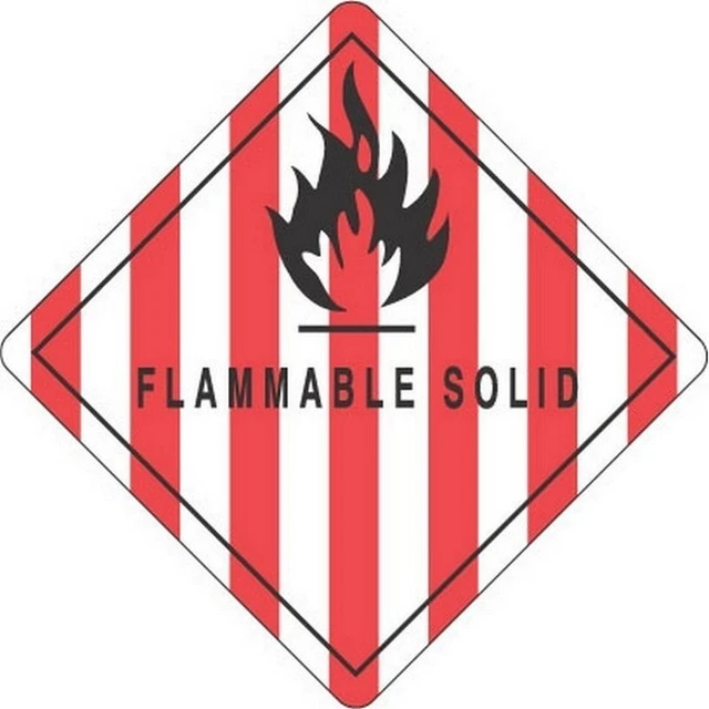 4" x 4" Flammable Solid D.O.T. Subsidiary Risk Labels (500 per Roll)