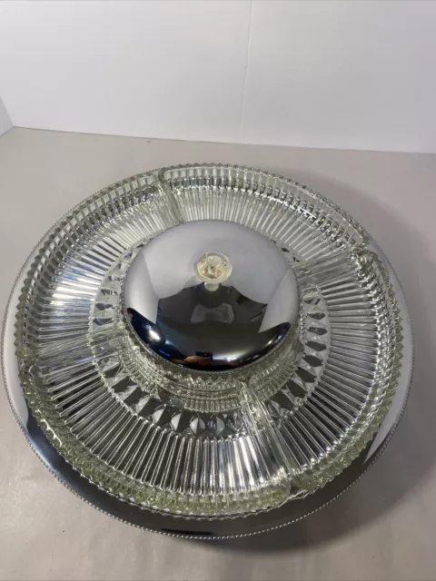 Vintage Kromex Lazy Susan Chrome Tray with 5 Glass Inserts No Chips Or Scratches