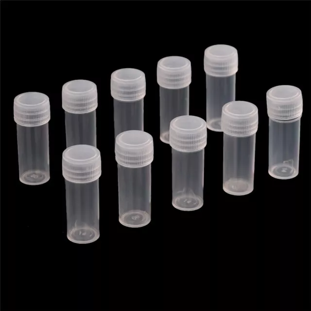 10pcs Plastic Sample Bottle 5ml Test Tube Small Bottle Vial Storage Containe WY2