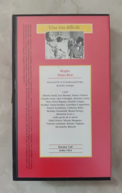 UNA VITA DIFFICILE (1961) Dino Risi - VHS Cinecittà N° 11 VideoRai - COME NUOVA 3