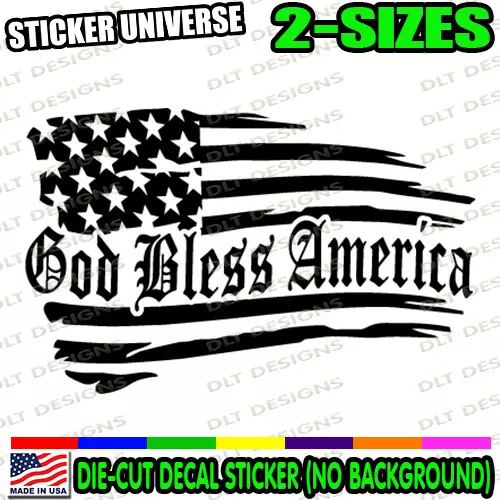 God Bless America Distressed Flag Car Window Decal Bumper Sticker Merica 1156