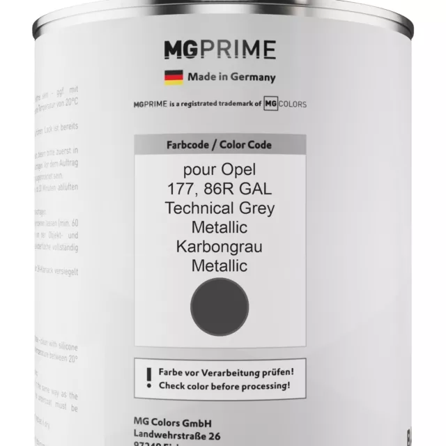 Peinture Voiture kit de pot pour Opel 177 86R GAL Technical Grey Metallic 2,5l 2