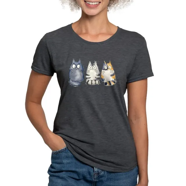 CafePress Three 3 Cats T Shirt Womens Tri-blend T-Shirt (165828945)