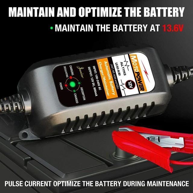 Chargeur De Batterie Voiture Moto Bateau ATV RVS Automatique Economie D'Energie 6