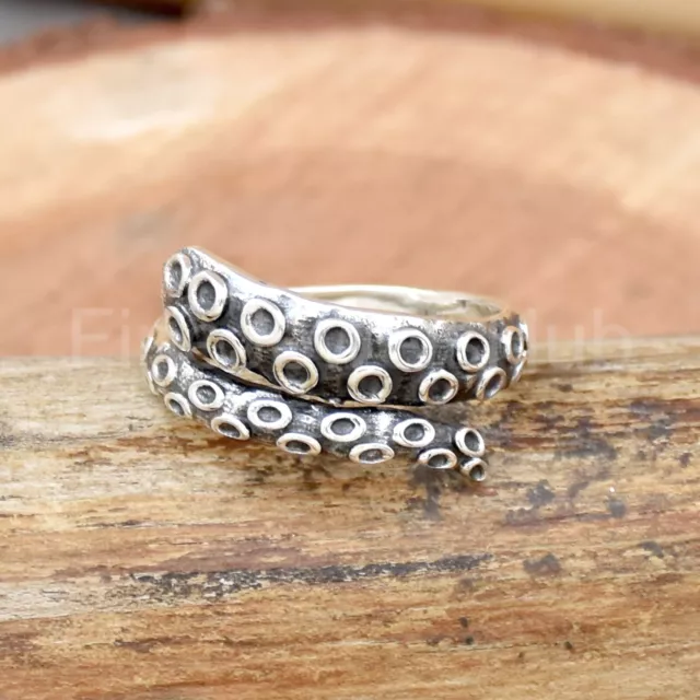 Octopus Ring, 925 Sterling Silver Ring, Handmade Ring, Boho Ring Adjustable Ring