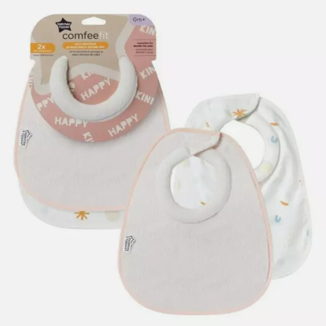 NEW Tommee Tippee Closer to Nature Milk Feeding Bibs(2 Pcs)Comfee Fit Happy Kind 2